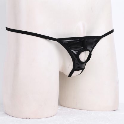 Faux Leather Crotch Cutout G-string - Image 9