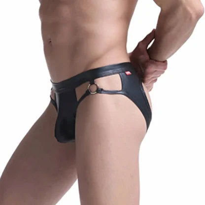 Waist Cutout Decor Black Jockstrap - Image 2