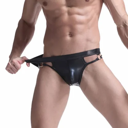 Waist Cutout Decor Black Jockstrap - Image 3