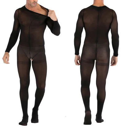 Long Sleeve Crotchless Bodystocking - Image 4